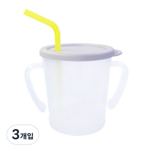 아가프라 매직빨대컵 300ml, 3개입, 그레이