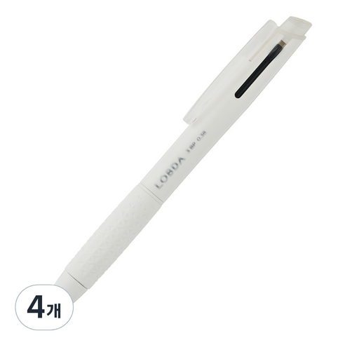 롭다 3색 볼펜 0.38mm, WHITE HAZE, 4개