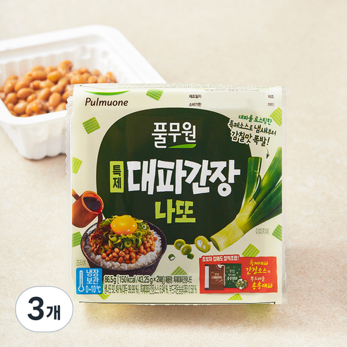 풀무원 특제 대파간장나또, 43.25g, 2개입, 3개