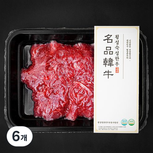 횡성명품한우 횡성한우 2등급 불고기용 (냉장), 300g, 6개