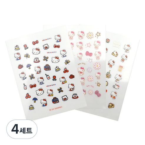 산리오 헬로키티 네일스티커 3종 세트, 4세트, 혼합색상
