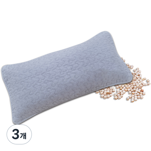 편백아트 프리미엄 편백 큐브칩 베이직 베개, 연회색(베개커버), 랜덤발송(속커버), 3개