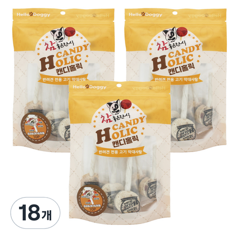 헬로도기 캔디홀릭 강아지 간식 10p, 오리 + 대구 + 야채 혼합맛, 100g, 18개