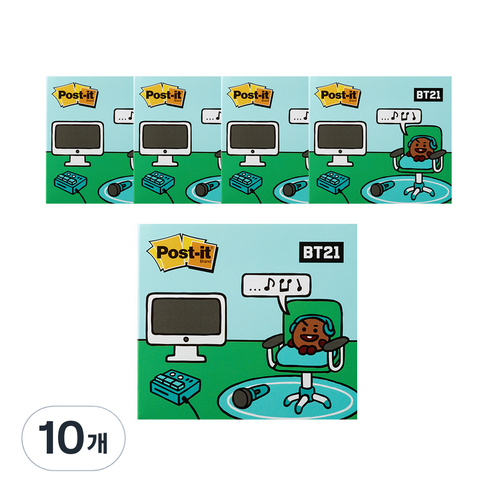 포스트잇 강한점착용 커버노트 BT21, SHOOKY, 10개