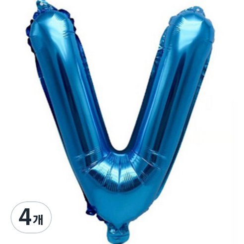 팡파티 레터링 알파벳 풍선 V 40cm, 블루, 4개