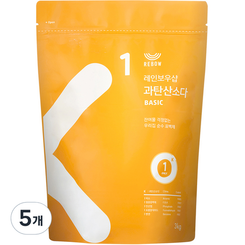 레인보우샵 과탄산소다 베이직 리필, 3kg, 5개