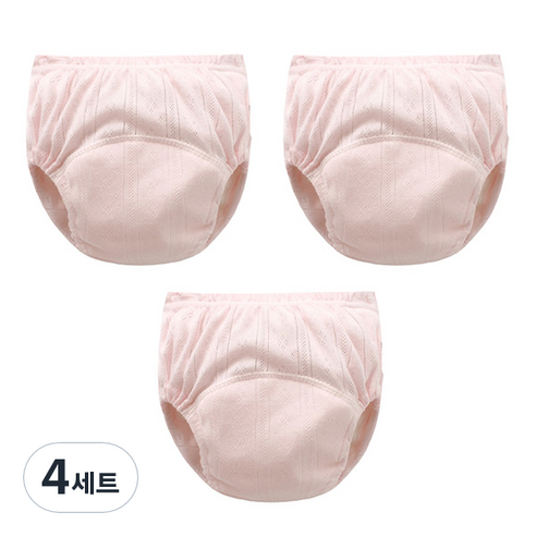 조이멀티 유아용 펀칭 단색파스텔 배변훈련팬티 3p, 핑크, 4세트