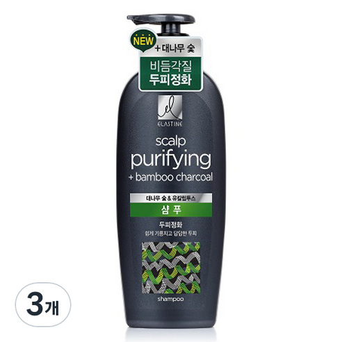 엘라스틴 대나무 숯 두피정화 샴푸, 680ml, 3개