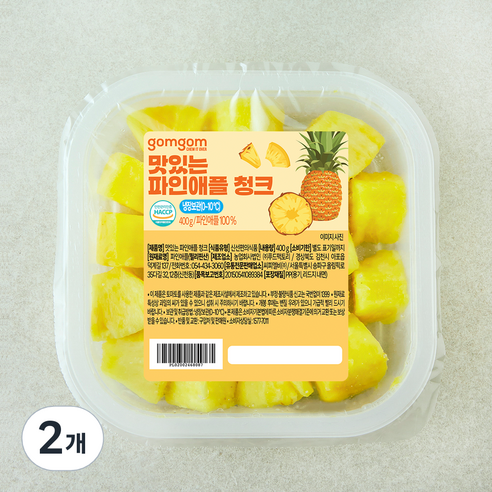 곰곰 맛있는 파인애플 청크, 400g, 2개