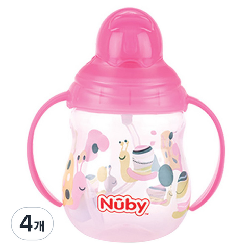 누비 클릭잇 귀여운 추 빨대컵 270ml, 핑크, 4개