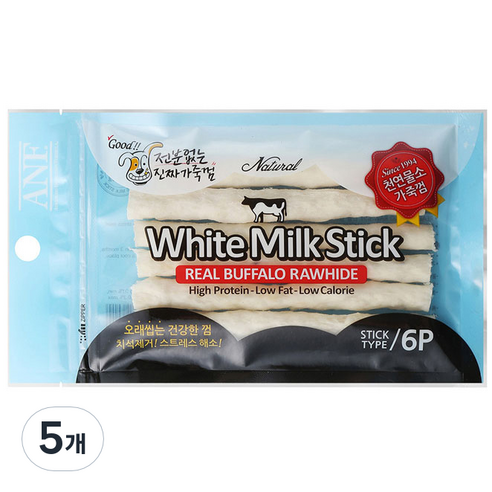 ANF 화이트밀크스틱 강아지껌 6p, 밀크, 40g, 5개
