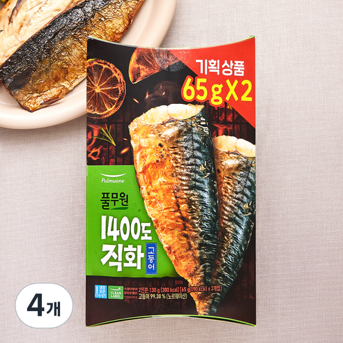 풀무원 1400도 직화 고등어 2개입 (냉장), 130g, 4개