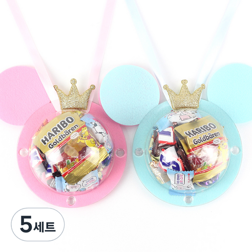 라비나 스낵 목걸이 과자세트 블루 1p + 핑크 1p, 과자 5종, 5세트