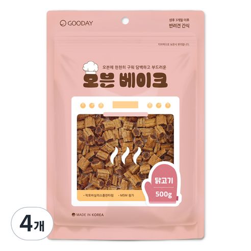 굿데이 강아지 오븐 베이크 간식, 닭고기, 500g, 4개