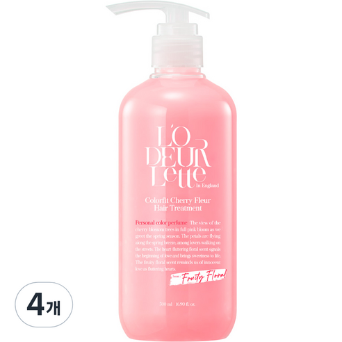 로더렛 인 잉글랜드 컬러핏 체리 플뢰르 헤어 트리트먼트, 4개, 500ml