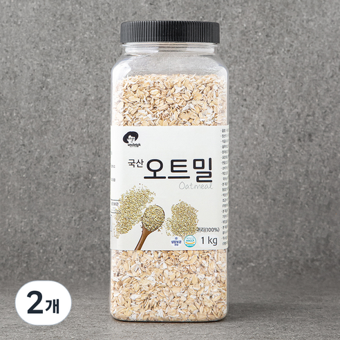엉클탁 국내산 귀리로 만든 오트밀, 1kg, 2개
