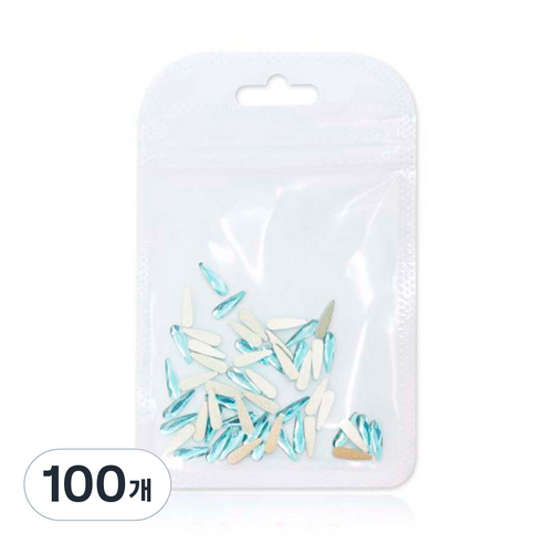 메이브라운 네일스톤 대용량 롱드롭 네일파츠 3 x 10 mm, 에메랄드블루, 100개