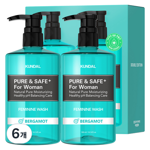 쿤달 페미닌 워시 여성청결제 베르가못향, 300ml, 6개