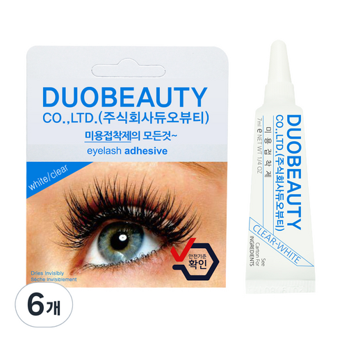 듀오뷰티 속눈썹 접착제 투명 7ml, 클리어화이트, 6개