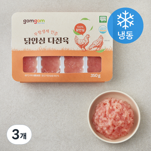 곰곰 무항생제 인증 닭안심 다짐육 (냉동), 350g, 3개