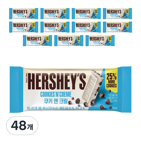 허쉬 레귤러바 쿠키앤크림, 40g, 48개