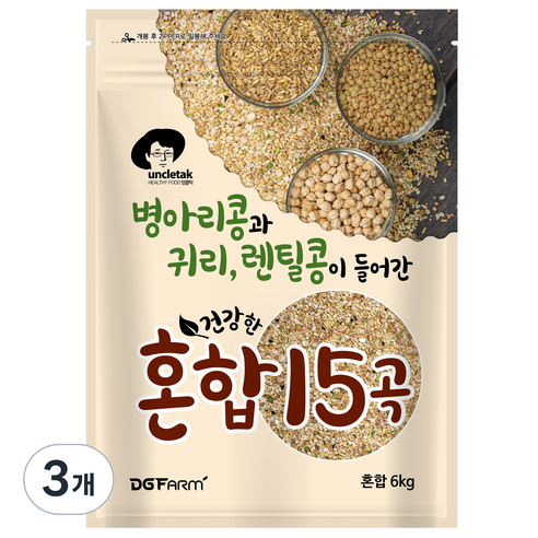 엉클탁 병아리콩과 귀리 렌틸이 들어간 혼합 15곡, 6kg, 3개