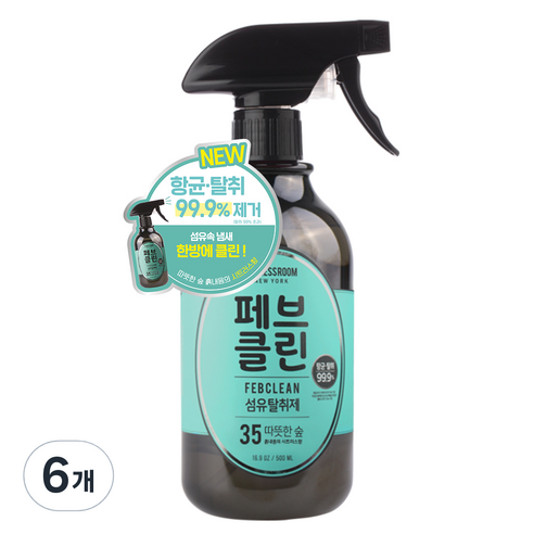 더블유드레스룸 페브클린 섬유탈취제 No.35 그린얼스, 500ml, 6개