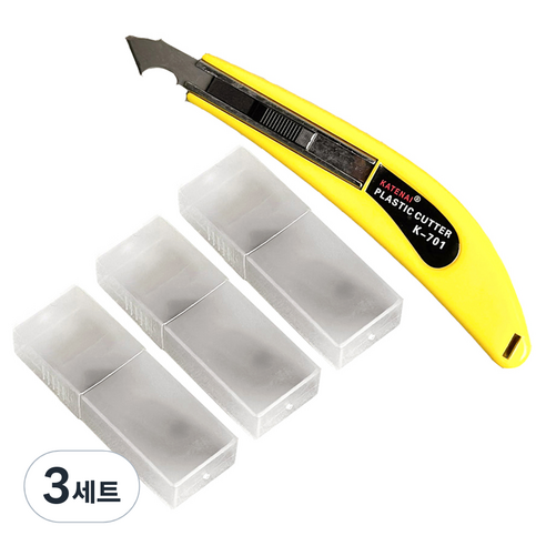 모나코올리브 아크릴 커터 컷팅 칼 + 기본칼날 3p + 추가칼날 30p 세트, 노랑(칼), 3세트