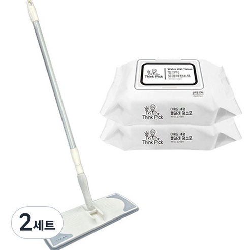 띵크픽 코코 밀대걸레 + 물걸레 청소포 대형 2p 세트, 2세트