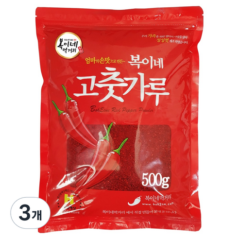 복이네먹거리 중국산 고춧가루 보통맛 김치용, 500g, 3개