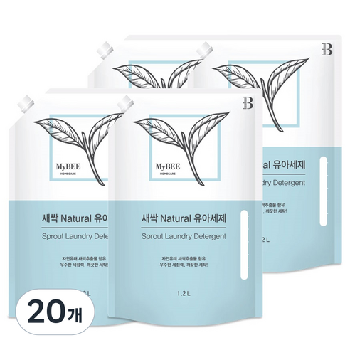 마이비 새싹 내추럴 유아 세제 리필, 20개, 1200ml