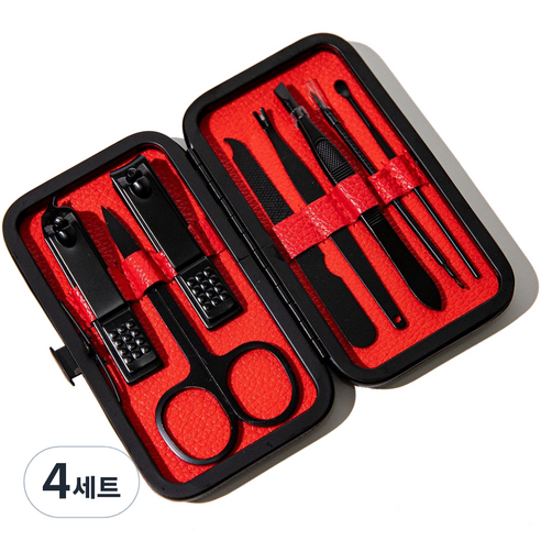 칼리오페 발톱 손톱깎이 8종 세트, 4세트, 블랙 + 레드