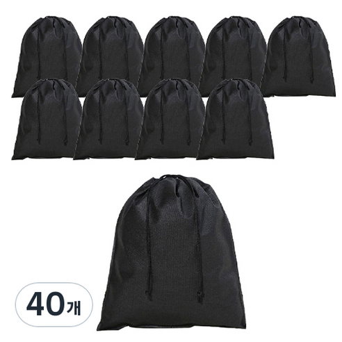 도나앤데코 라일리 부직포 주머니 M, 블랙, 40개