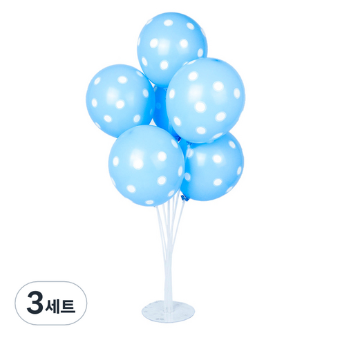 파티쇼 풍선꽂이 장식세트 70cm, 도트라이트블루, 3세트