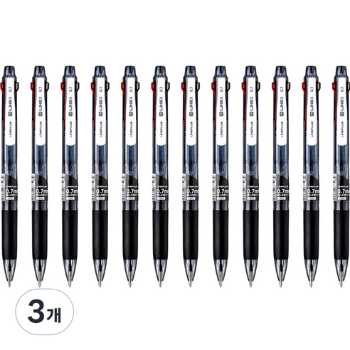 라인플러스 M LINE3 볼펜 0.7mm 12p, 블랙, 3개