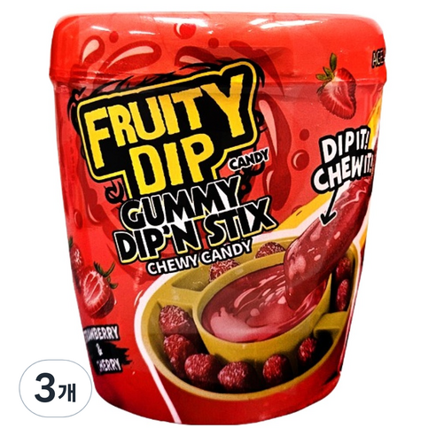 후루티딥젤리 딥앤 스틱캔디 체리향 딸기향, 96g, 3개