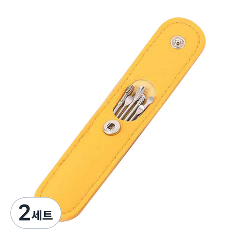 봄봄리빙 귀이개 6종 세트 + 가죽케이스 옐로우, 2세트