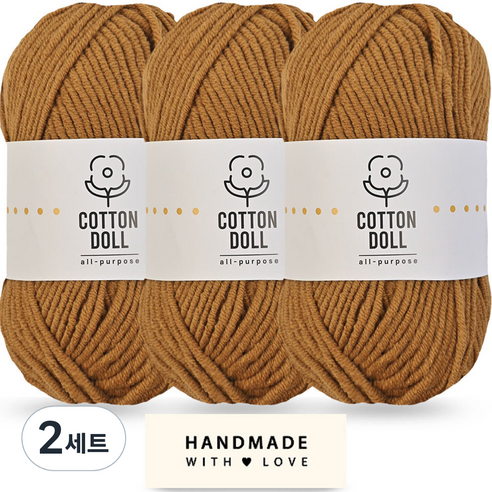 니뜨 코튼돌실 50g x 3p + 코튼 라벨 세트, 2세트, 37 브라운