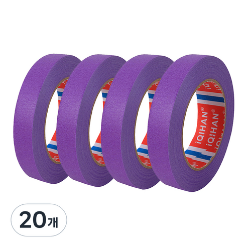 iQIHAN 다다 칼라 마스킹 테이프 15mm x 20m, 보라, 20개