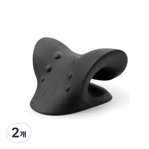 블럭마트 마사지 C자형 베개, 블랙, 2개