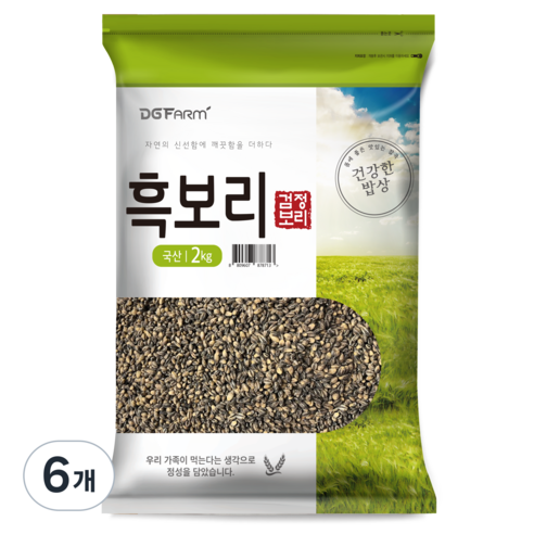 건강한밥상 국산 흑보리쌀, 2kg, 6개