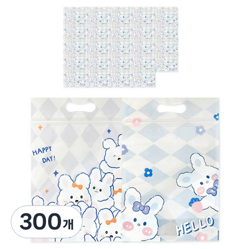 동아피엠에스 손잡이 지퍼백 토끼친구들, 랜덤발송, 300개