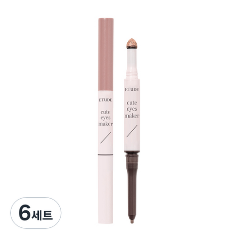 에뛰드 애교살 메이커 라이너 0.1g + 글리터 0.5g 세트, 피치 누드, 6세트