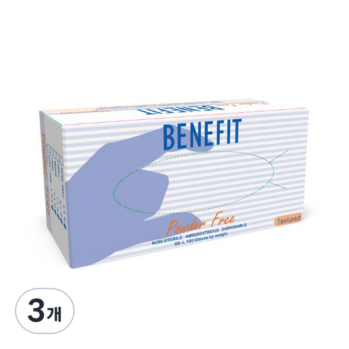 benefit 무분말 라텍스 장갑 L, 화이트 아이보리, 대(L), 3개