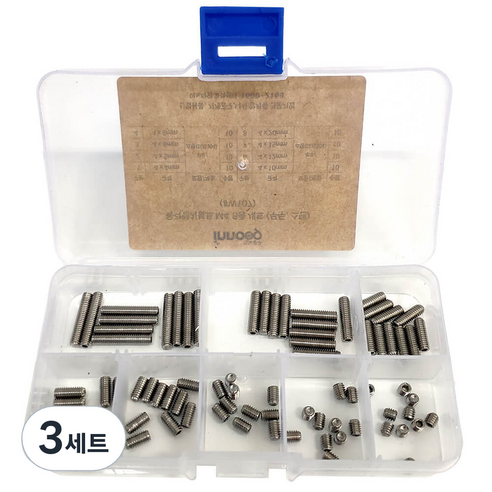이노공구 육각렌치볼트 M4 8종 세트 무두 스텐 W107, 3세트