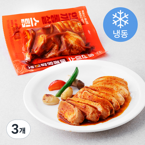 한끼통살 스팀 슬라이스 매콤닭갈비맛 닭가슴살 (냉동), 100g, 3개