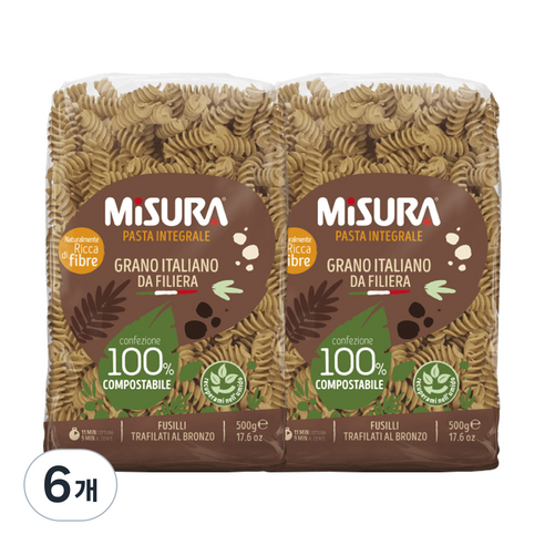 미주라 통밀푸질리, 500g, 6개