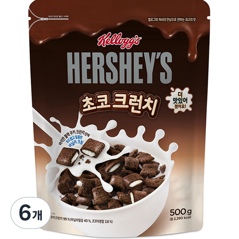 켈로그 허쉬 초코크런치 시리얼, 500g, 6개