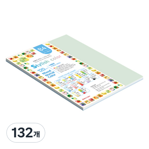 종이문화 스타일리쉬 얇은 혼합색지 120g 06 SN Blue Tone, 132개, B4