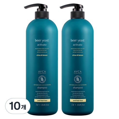아브카 맥주효모 두피케어 탈모증상완화 샴푸 시트러스앤레몬, 1000ml, 10개